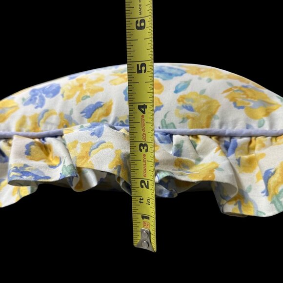 Vintage Throw Pillow Laura Ashley Charlotte USA Floral Ruffled 90s Blue Yellow - Picture 8 of 8
